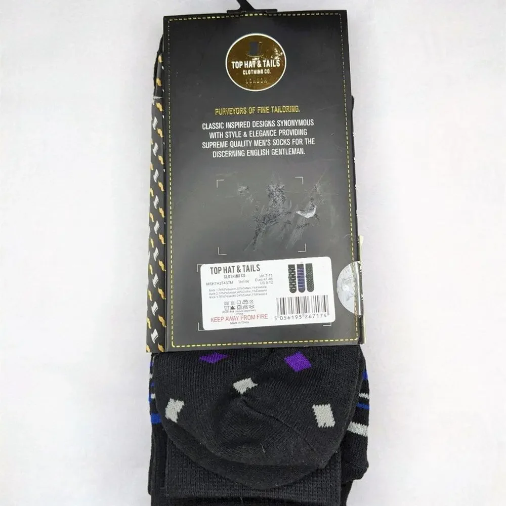 Top Hat & Tails Men's Crew Socks Black Multipack size 8-12